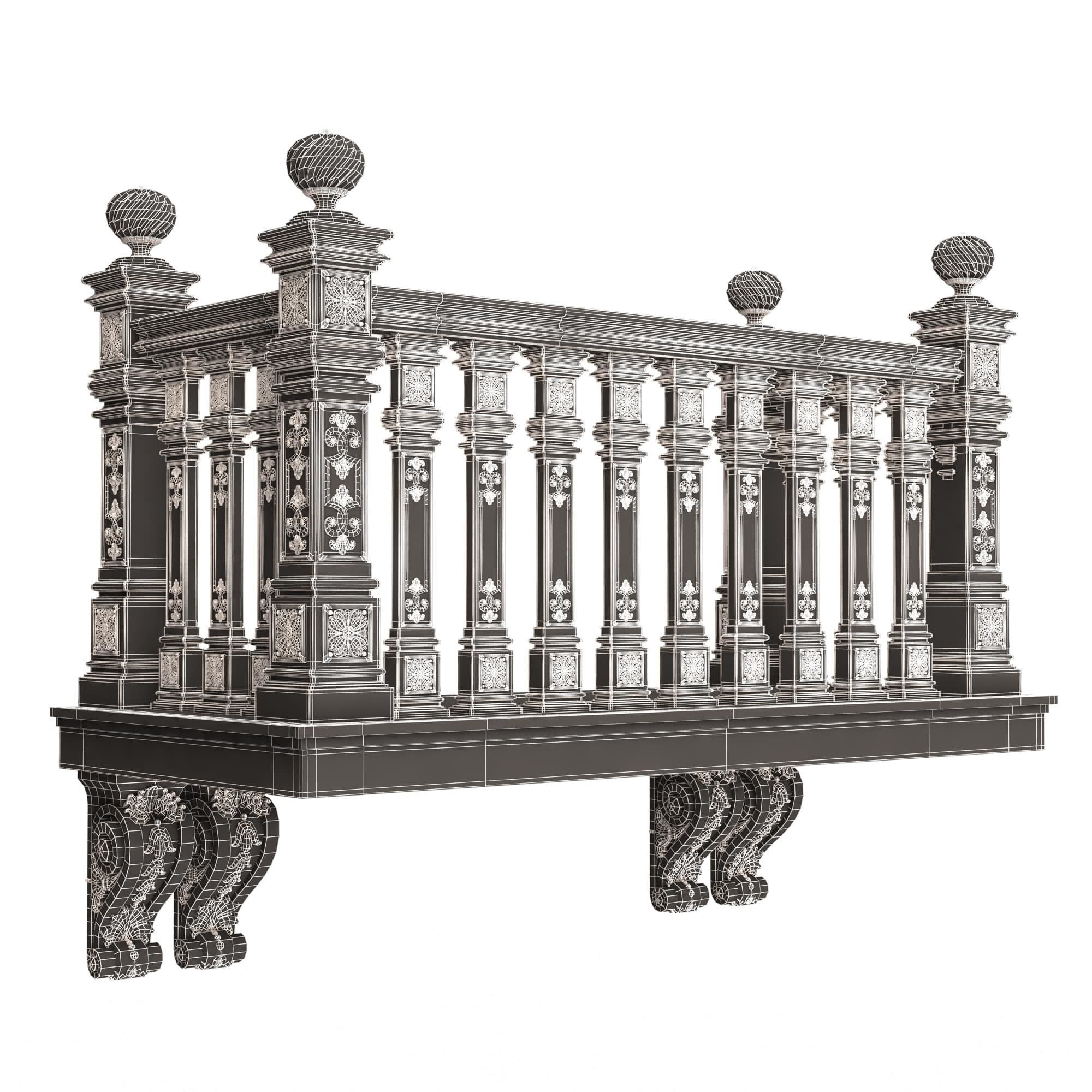 Classic Balcony 02 Low-poly 3D model_17