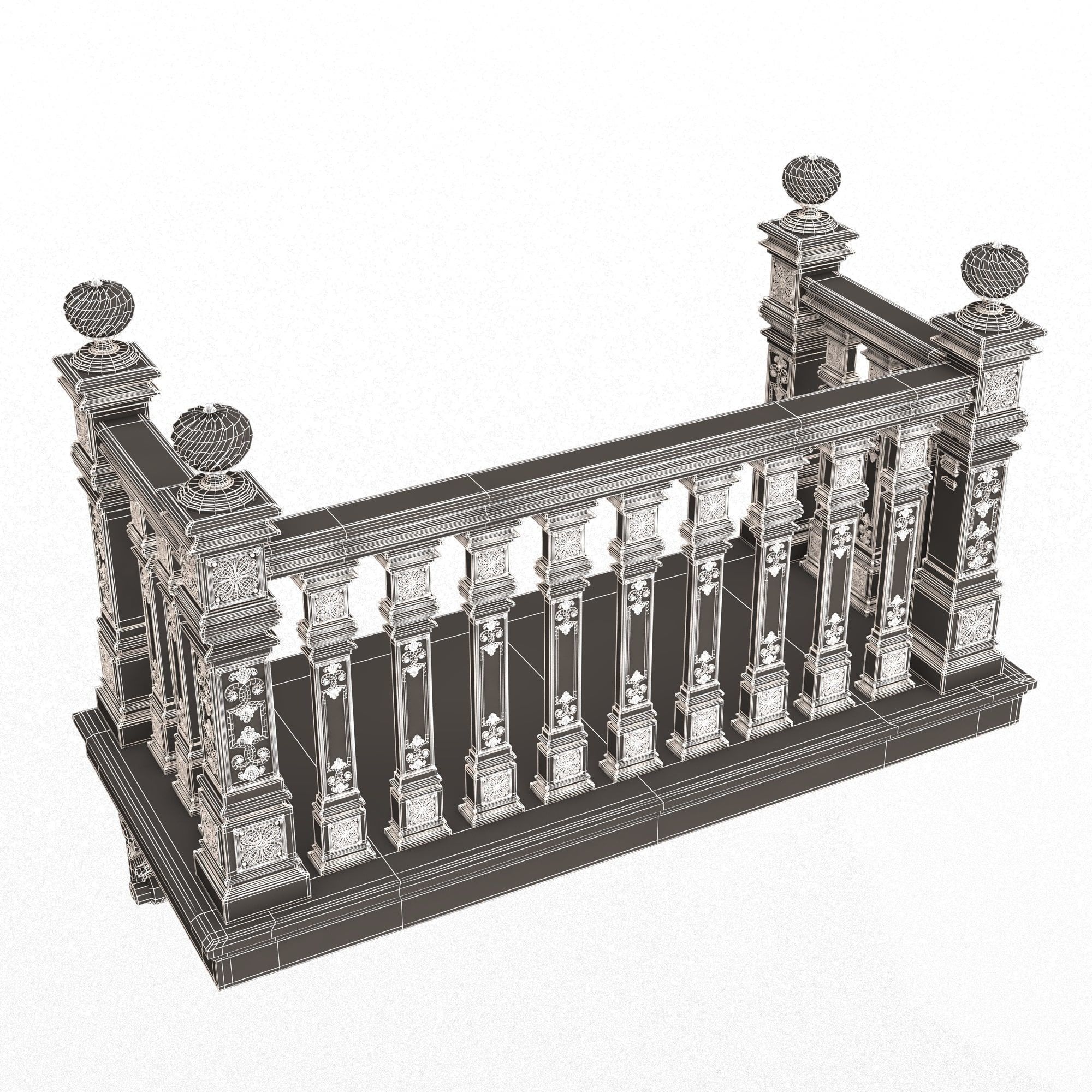 Classic Balcony 02 Low-poly 3D model_15