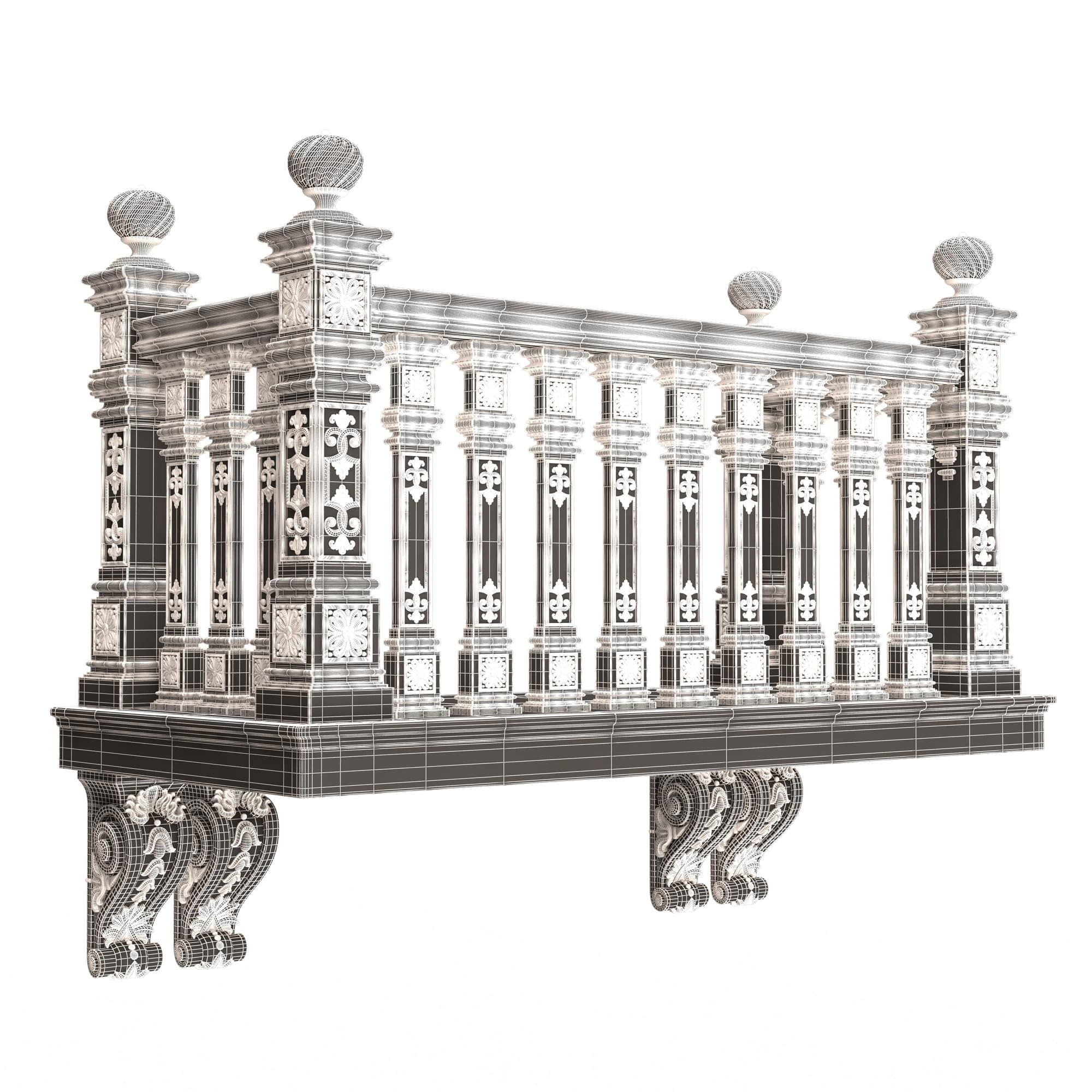 Classic Balcony 02 Low-poly 3D model_11