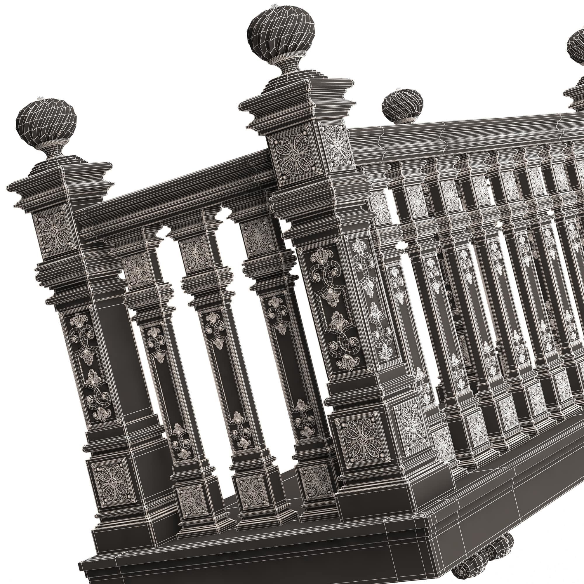 Classic Balcony 02 Low-poly 3D model_8