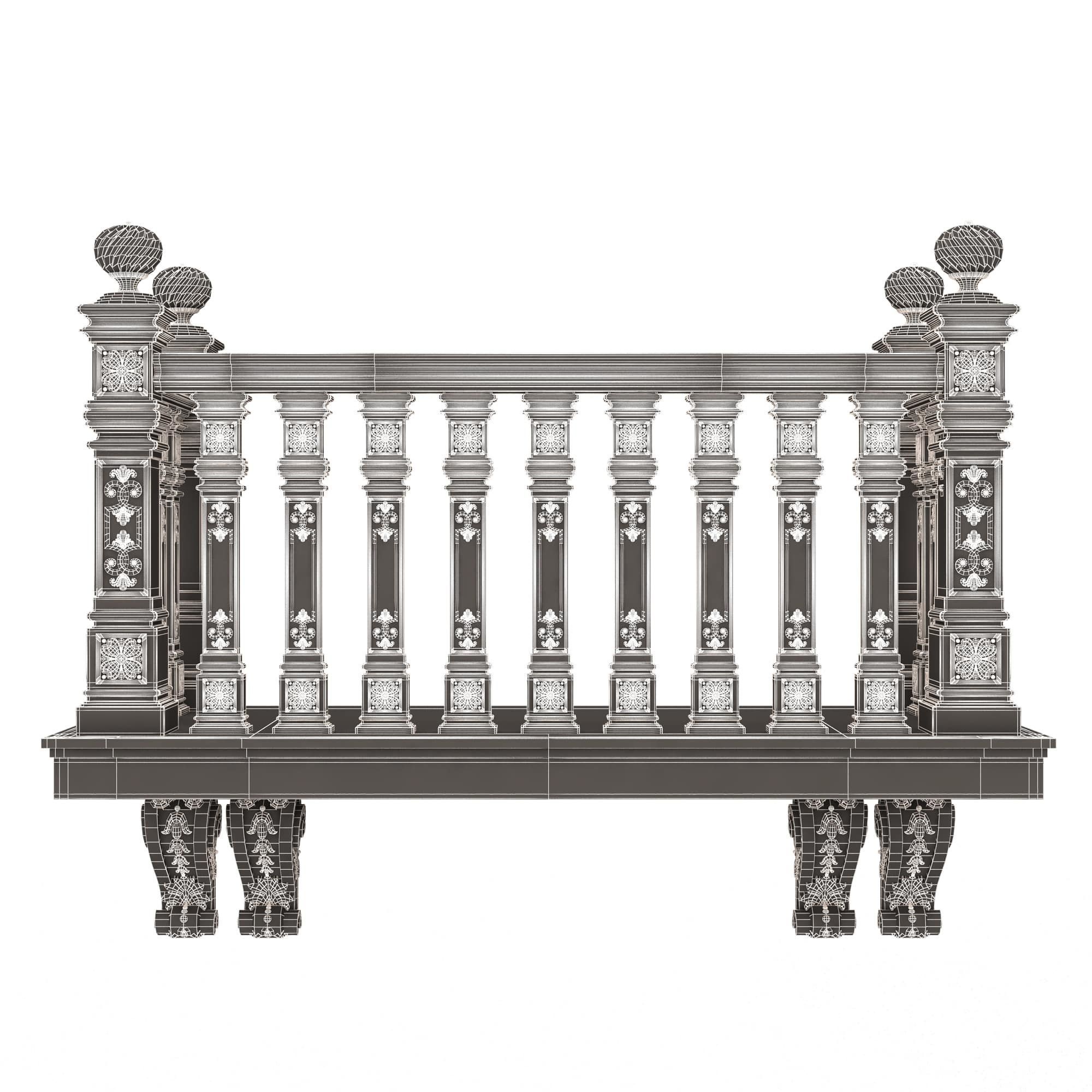 Classic Balcony 02 Low-poly 3D model_14