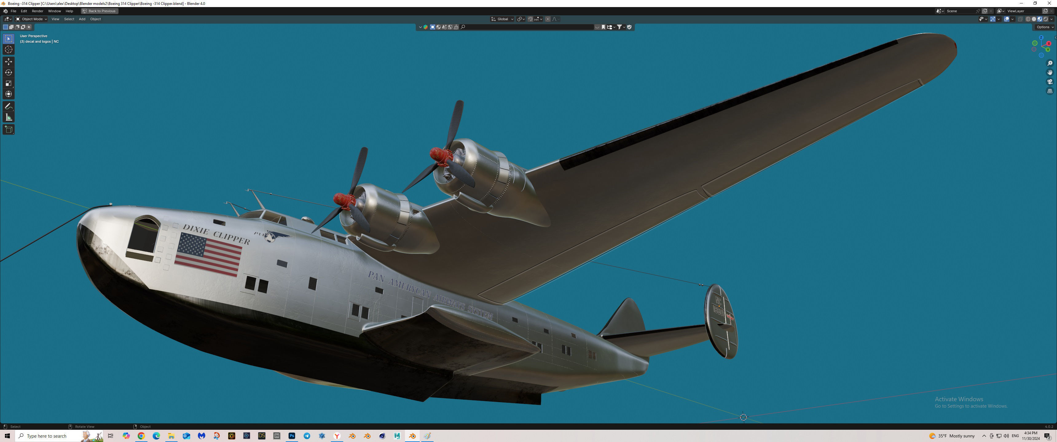 Boeing -314 Clipper Free 3D model_5