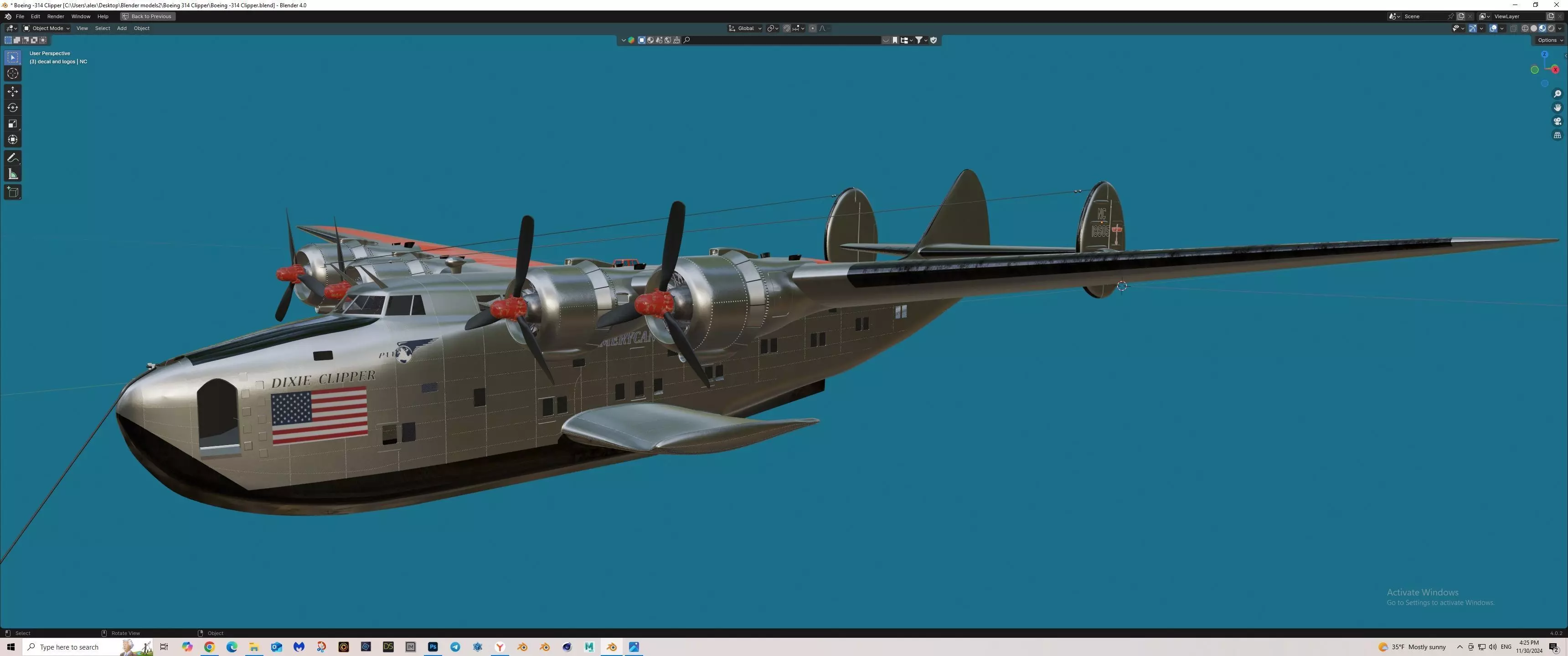 Boeing -314 Clipper Free 3D model_0