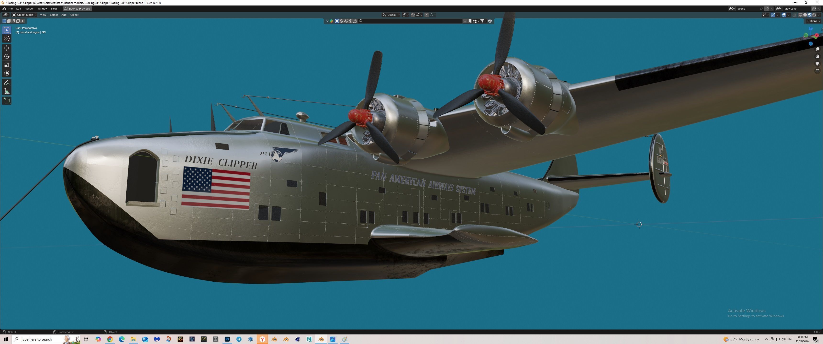 Boeing -314 Clipper Free 3D model_4