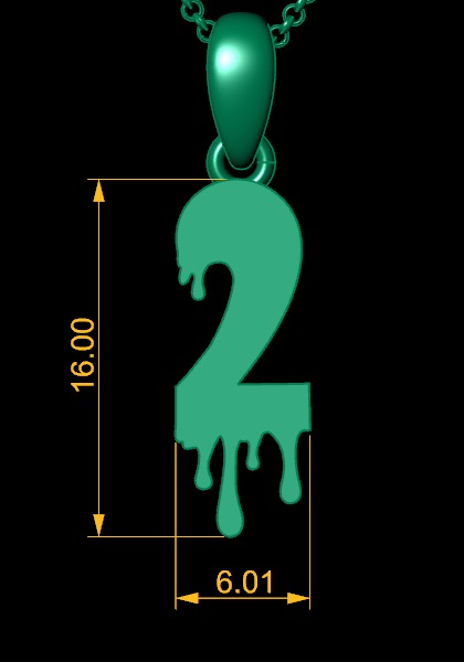 Model 1235 2 Bloody Terror Initial Number Pendant 3D print model_9