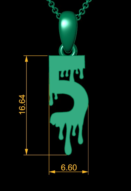 Model 1093 5 Bloody Terror Initial Number Pendant 3D print model_9