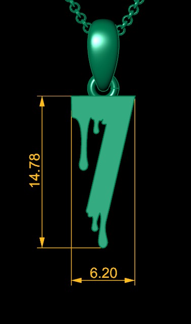 Model 1240 7 Bloody Terror Initial Number Pendant 3D print model_9