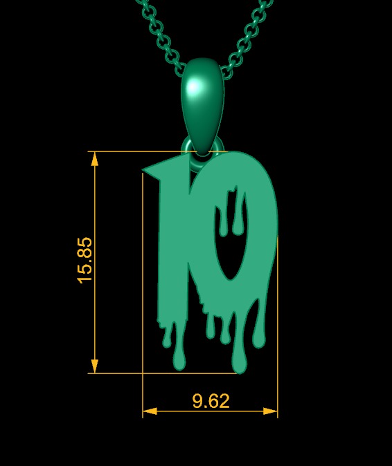 Model 1243 10 Bloody Terror Initial Number Pendant 3D print model_9