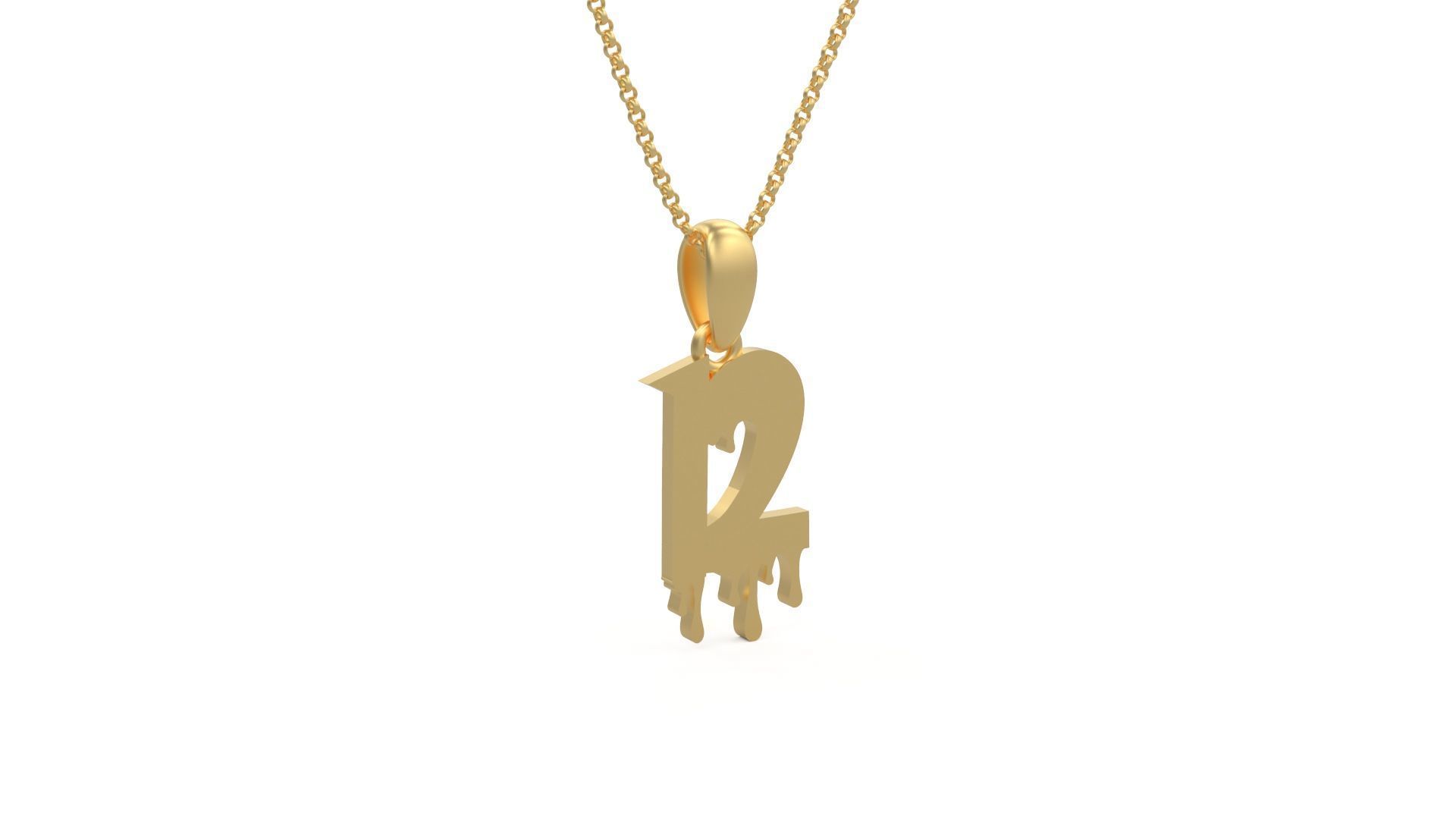 Model 1245 12 Bloody Terror Initial Number Pendant 3D print model_3