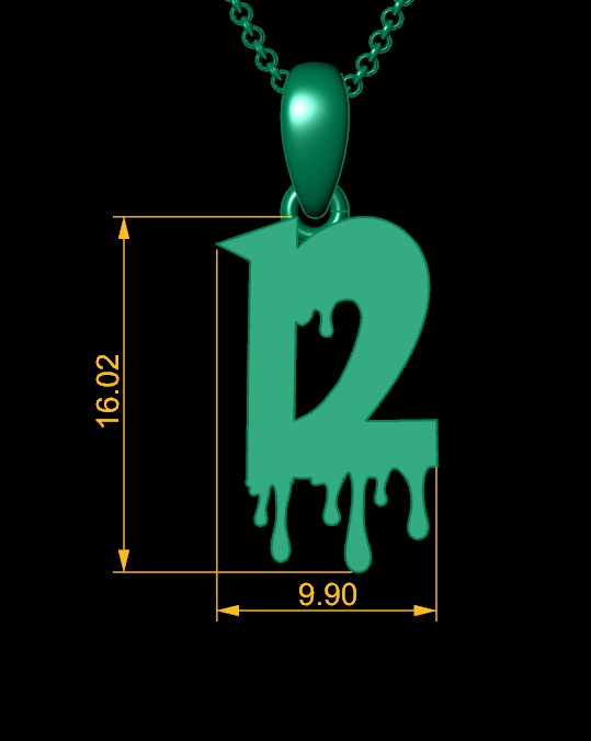 Model 1245 12 Bloody Terror Initial Number Pendant 3D print model_9