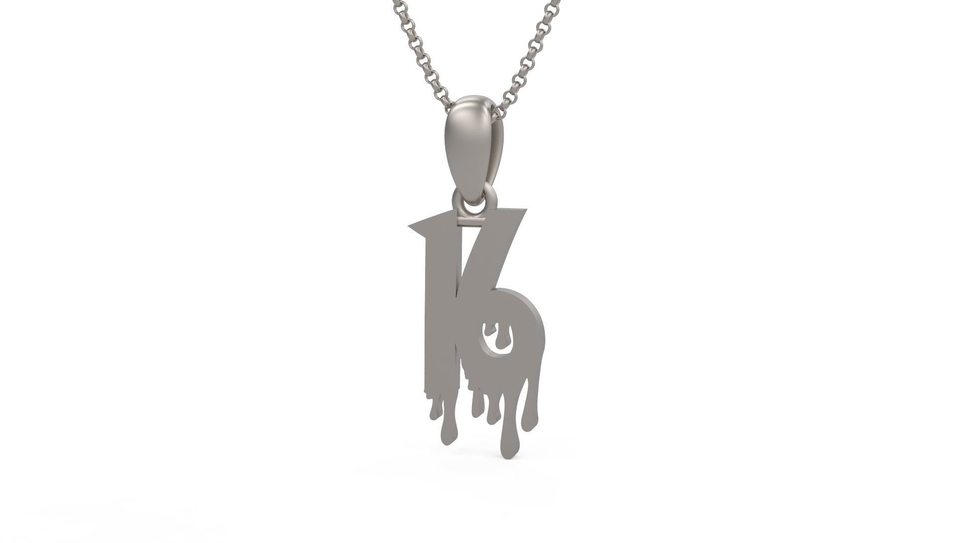 Model 1249 16 Bloody Terror Initial Number Pendant 3D print model_4
