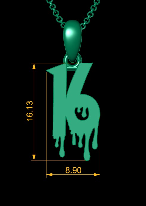 Model 1249 16 Bloody Terror Initial Number Pendant 3D print model_9