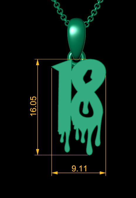 Model 1251 18 Bloody Terror Initial Number Pendant 3D print model_9