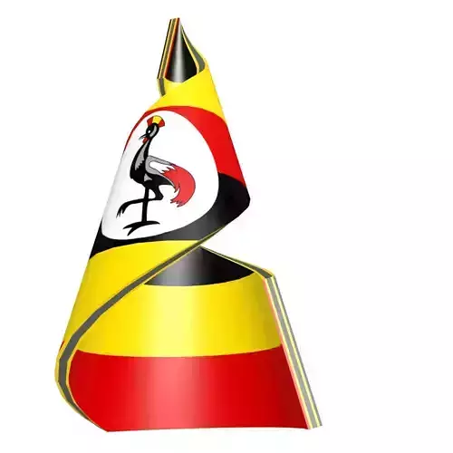 Uganda Flag on spiral helix structure