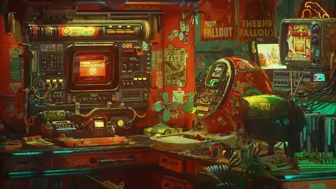 Retro Scifi Scene Octane and C4d 3D model