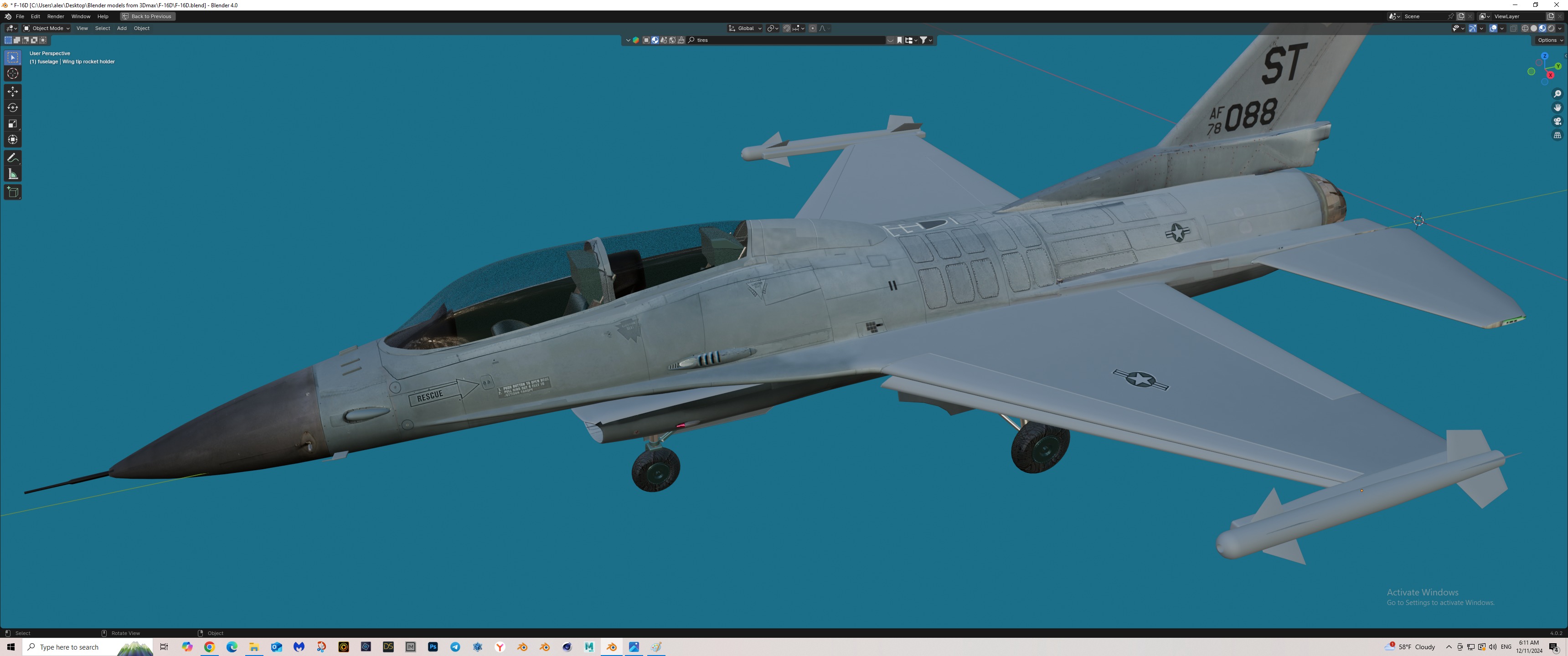 F-16D fighter Free 3D model_3