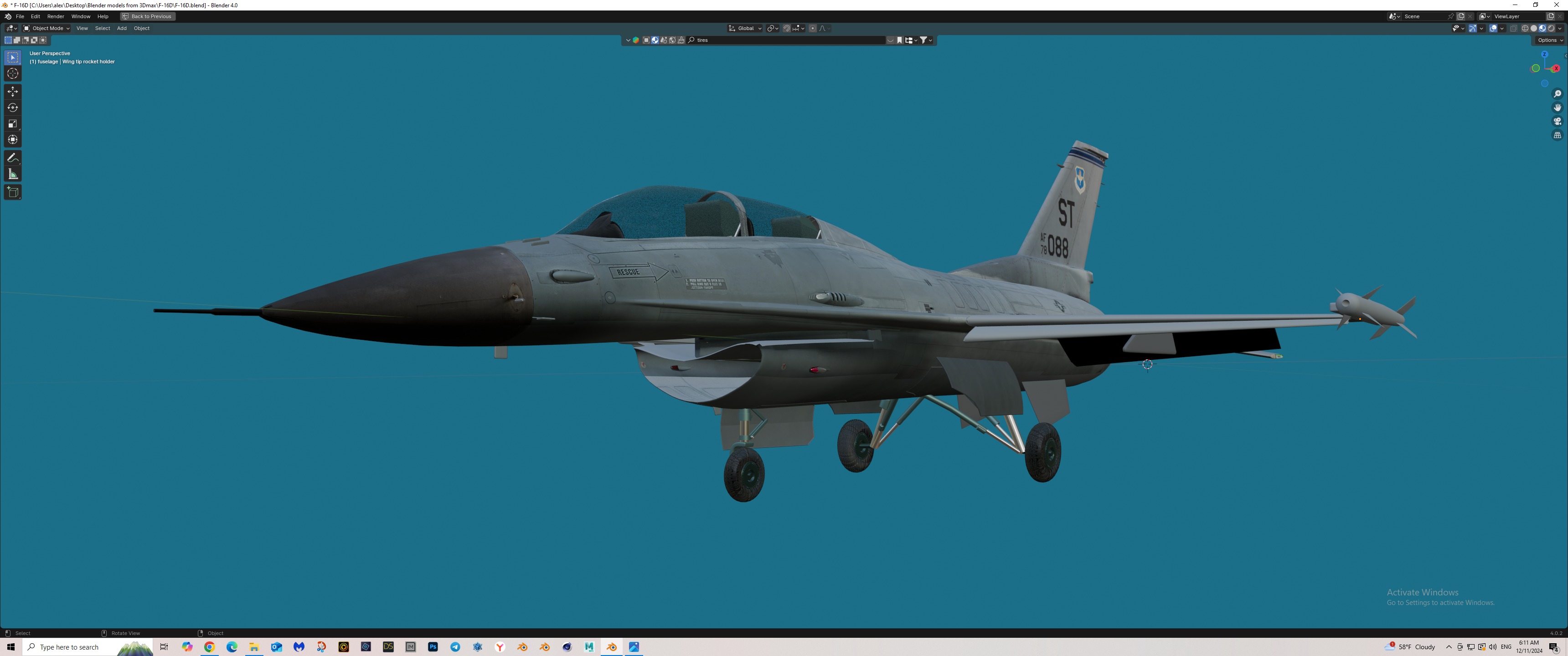 F-16D fighter Free 3D model_2
