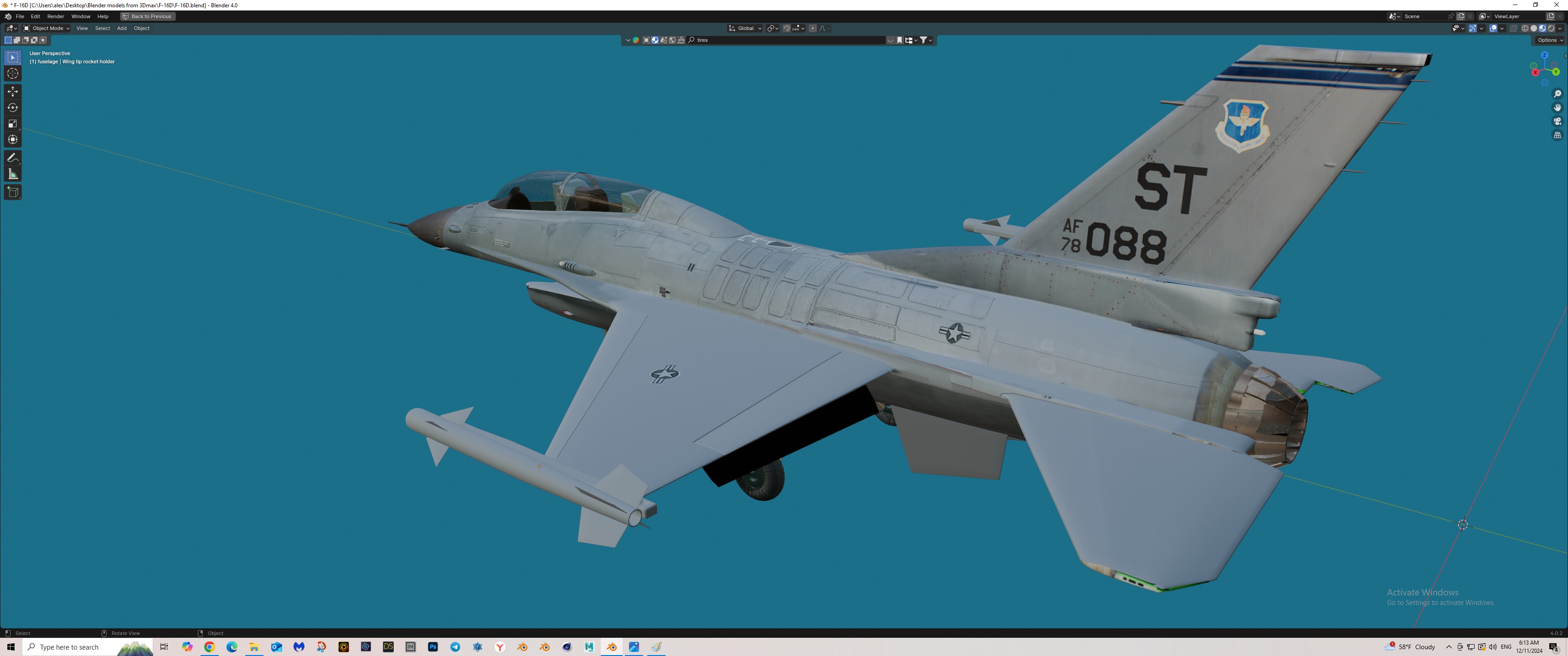 F-16D fighter Free 3D model_6