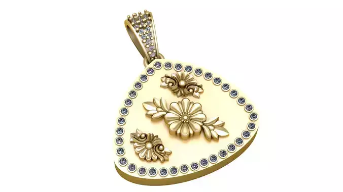 PRECIOUS FLOWER DESIGN GOLD PENDENT 3D PRINTABLE MODEL