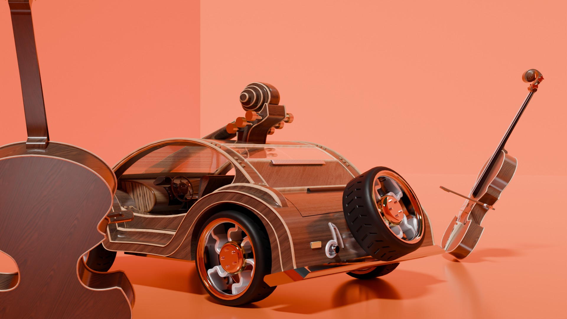Violin car 3D model_4