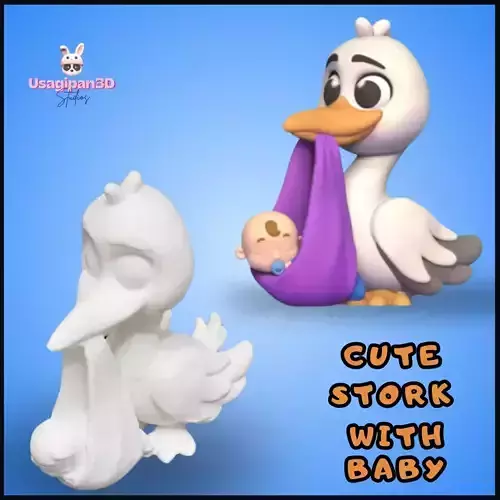 Cute Stork with Baby