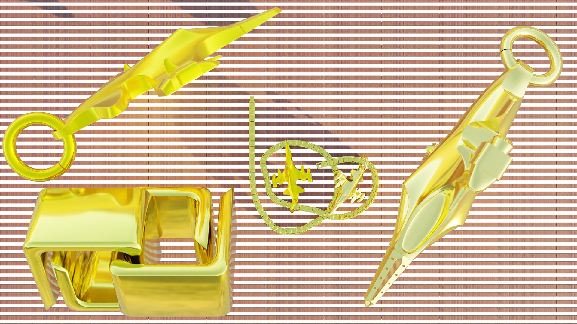 Sukhoi Su-35S Fighter jet gold pendant 3D print models 3D print model_13