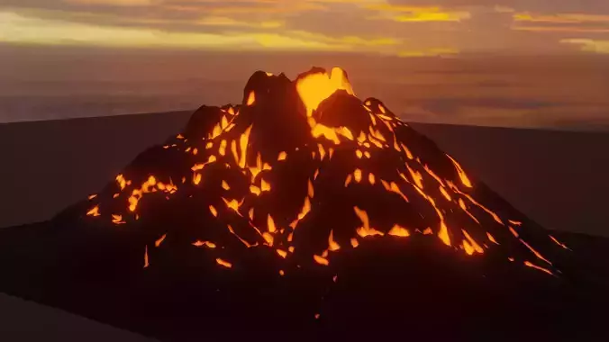 Volcano mountain 3D model Low-poly 3D model