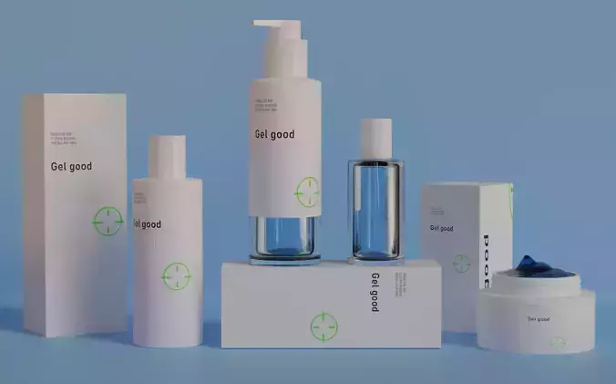 Gel Good  Cosmetic Product Packaging Set  3D Model