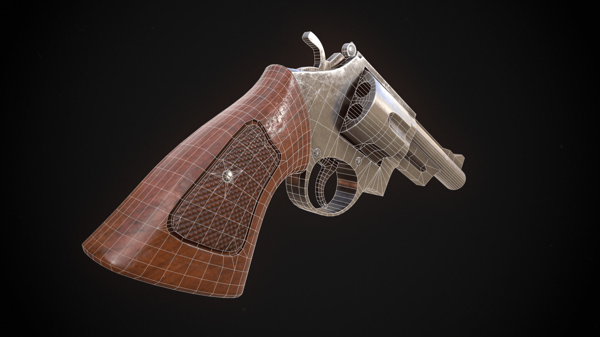 Revolver Game Ready Asset Low-poly 3D model_6