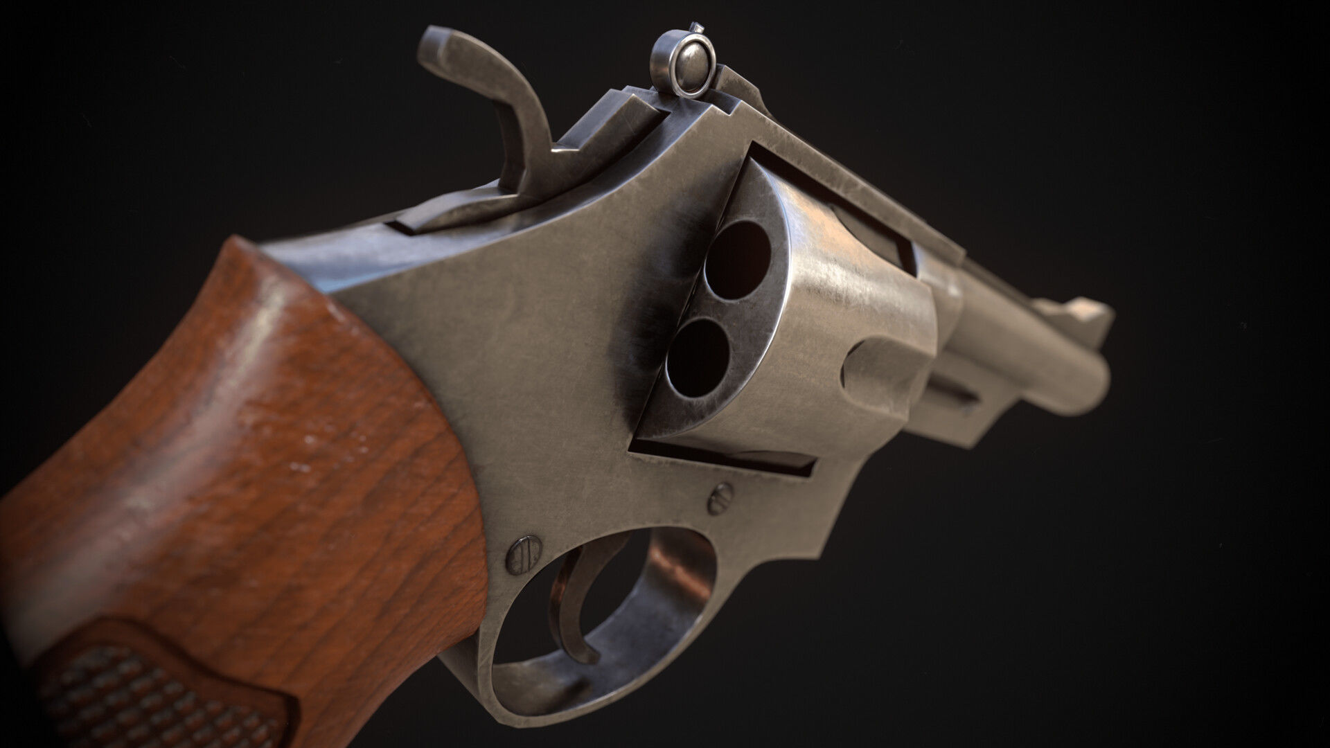 Revolver Game Ready Asset Low-poly 3D model_3