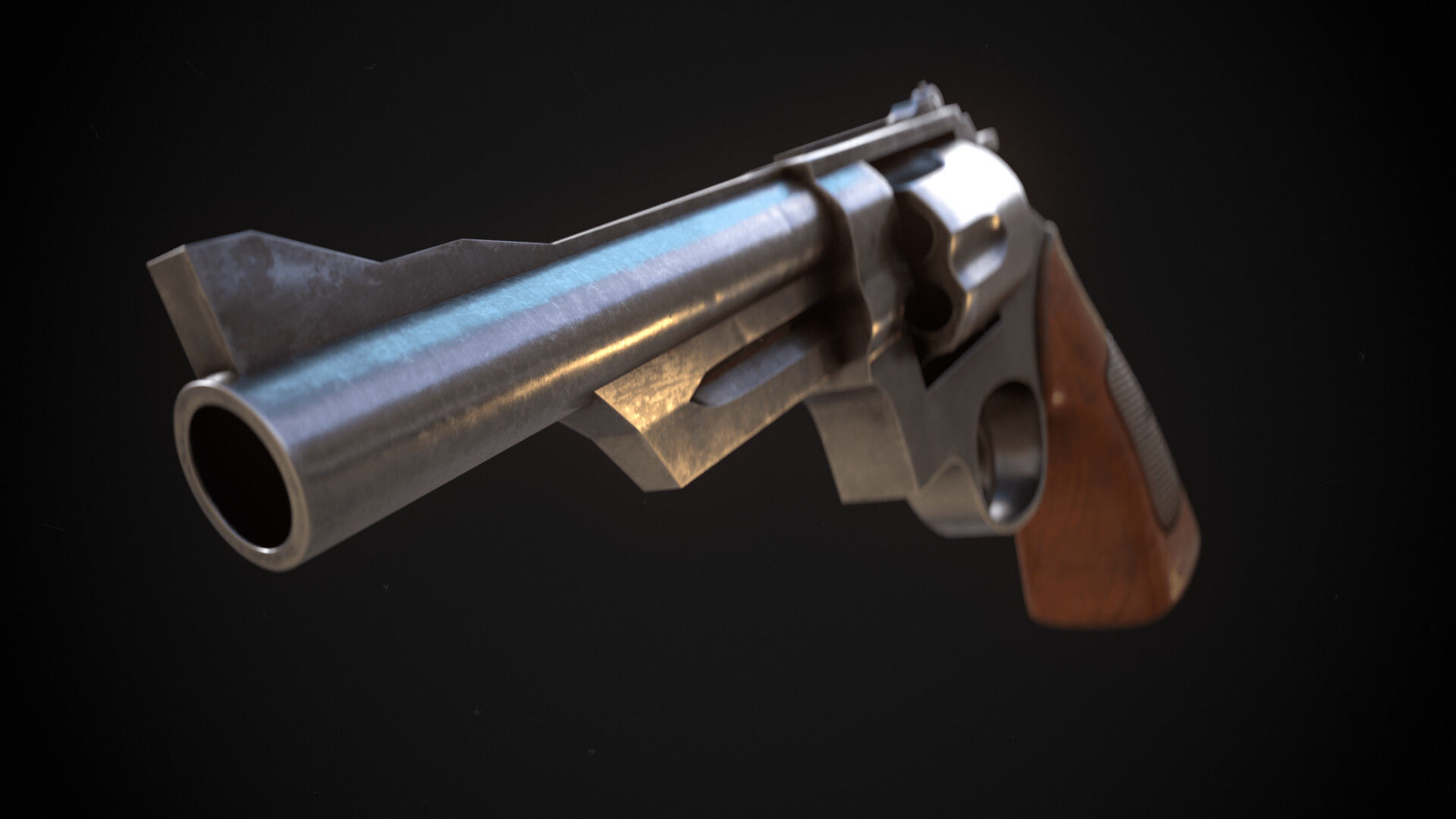 Revolver Game Ready Asset Low-poly 3D model_4