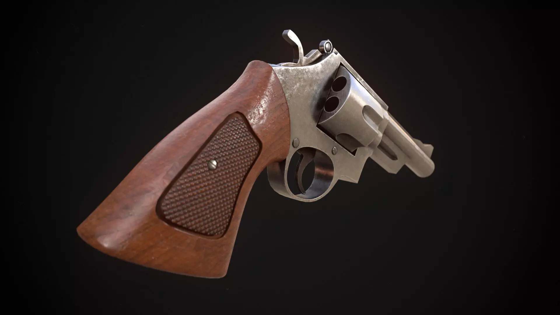 Revolver Game Ready Asset Low-poly 3D model_0