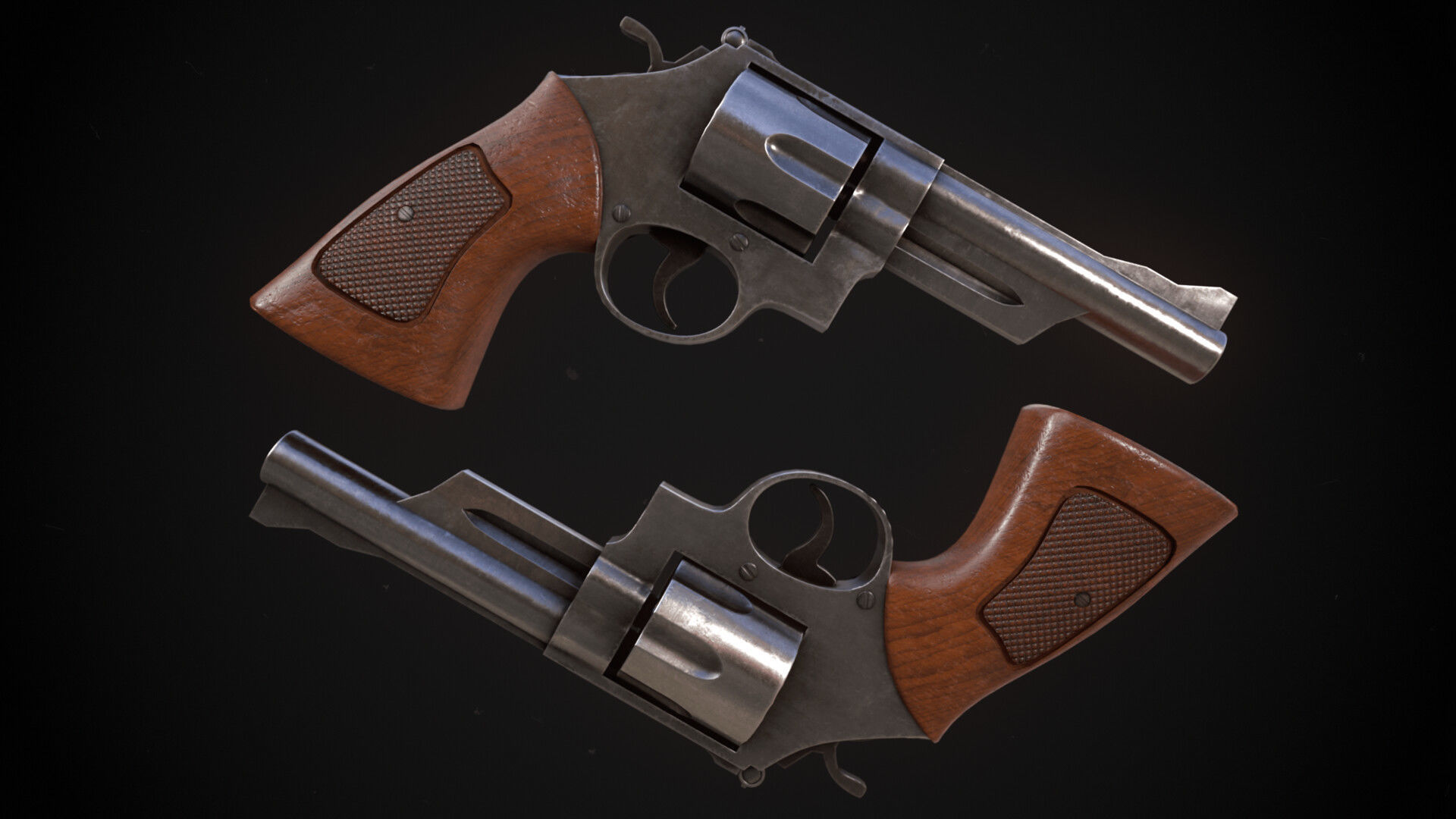 Revolver Game Ready Asset Low-poly 3D model_2