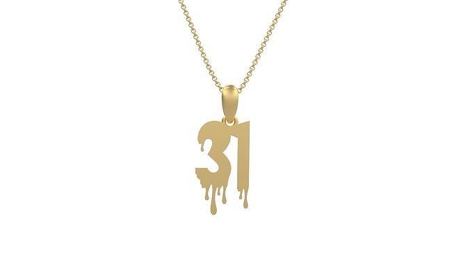 Model 1264 31 Bloody Terror Initial Number Pendant 3D print model