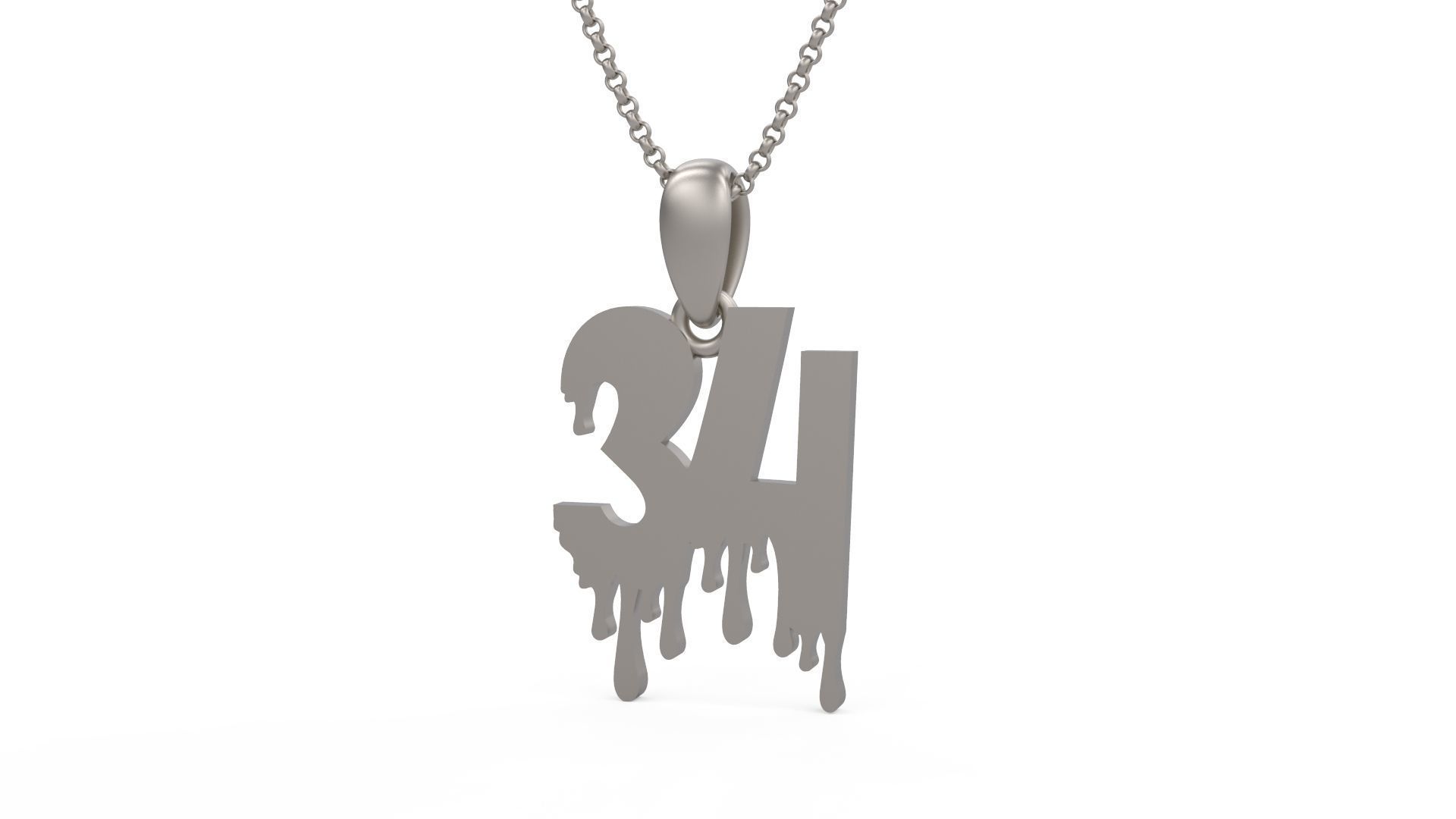 Model 1267 34 Bloody Terror Initial Number Pendant 3D print model_5