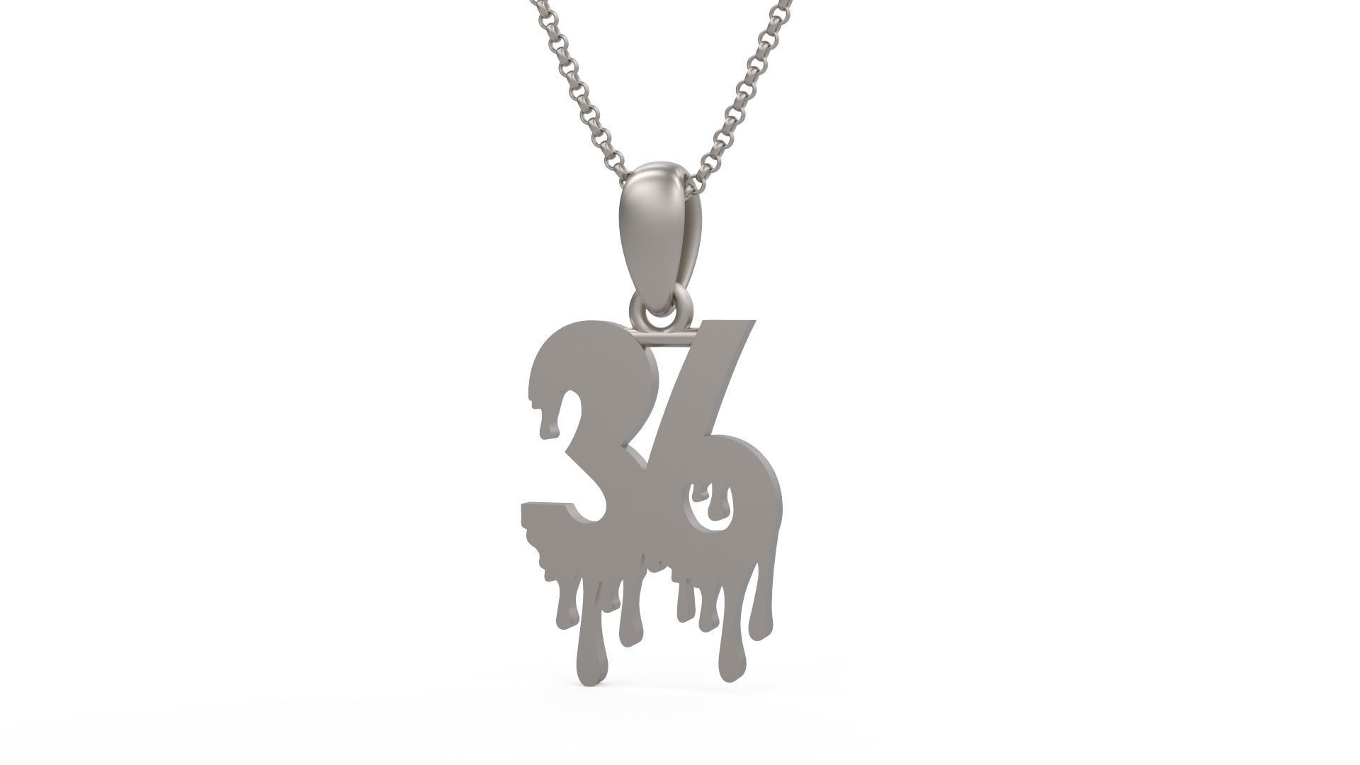 Model 1269 36 Bloody Terror Initial Number Pendant 3D print model_5