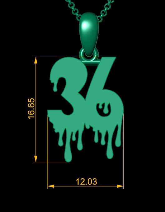 Model 1269 36 Bloody Terror Initial Number Pendant 3D print model_9