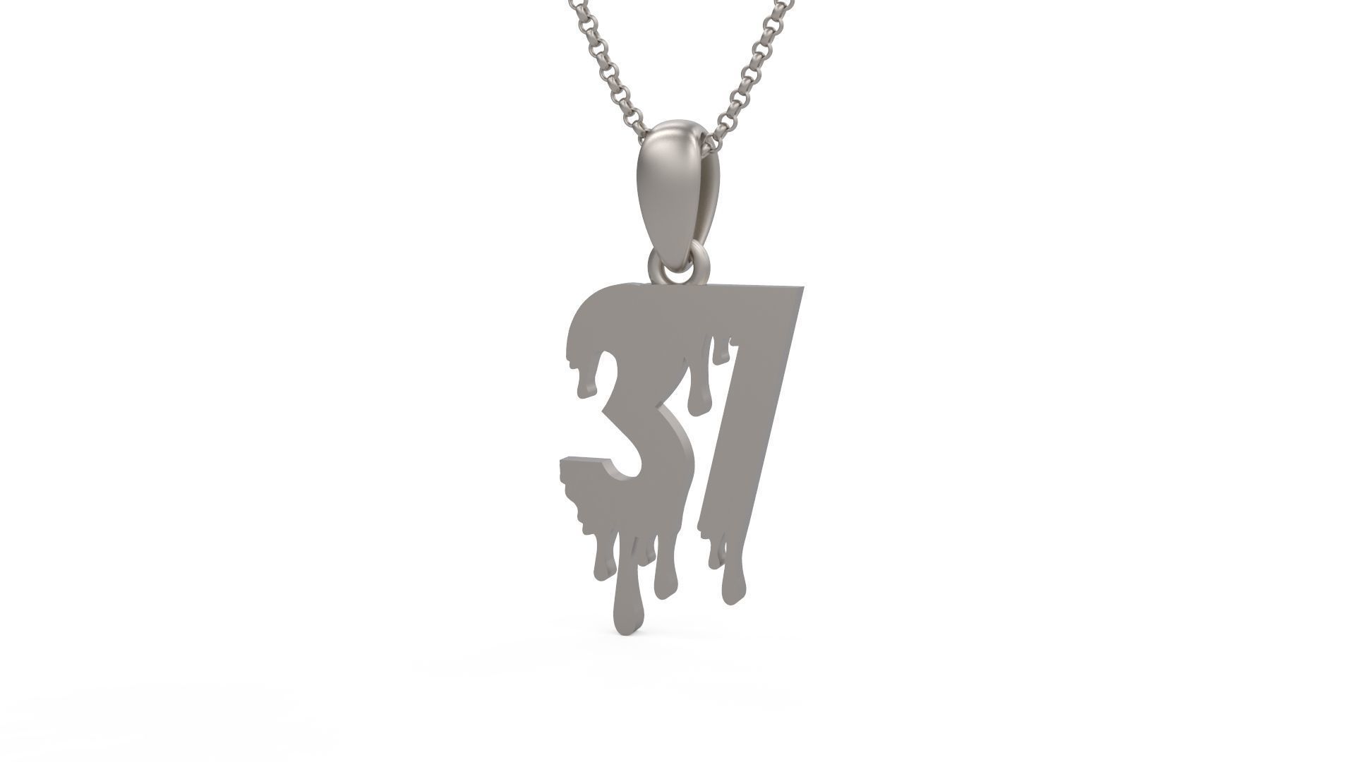 Model 1270 37 Bloody Terror Initial Number Pendant 3D print model_5