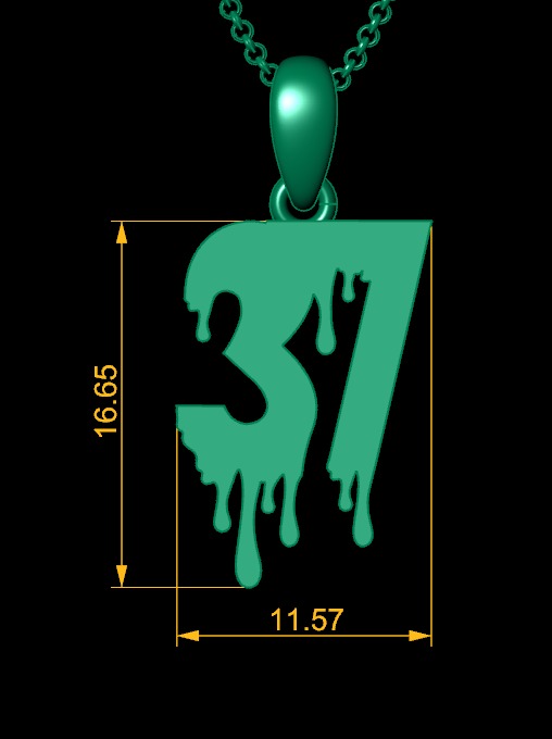 Model 1270 37 Bloody Terror Initial Number Pendant 3D print model_9