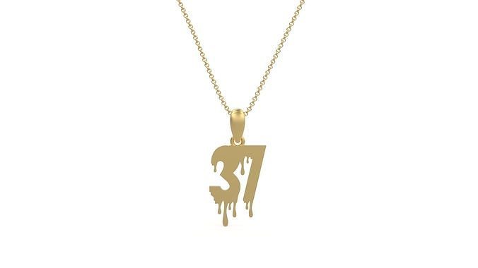 Model 1270 37 Bloody Terror Initial Number Pendant 3D print model