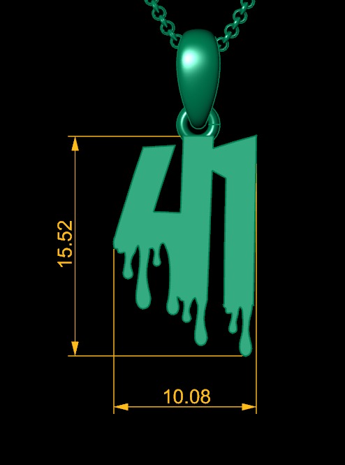 Model 1274 41 Bloody Terror Initial Number Pendant 3D print model_9