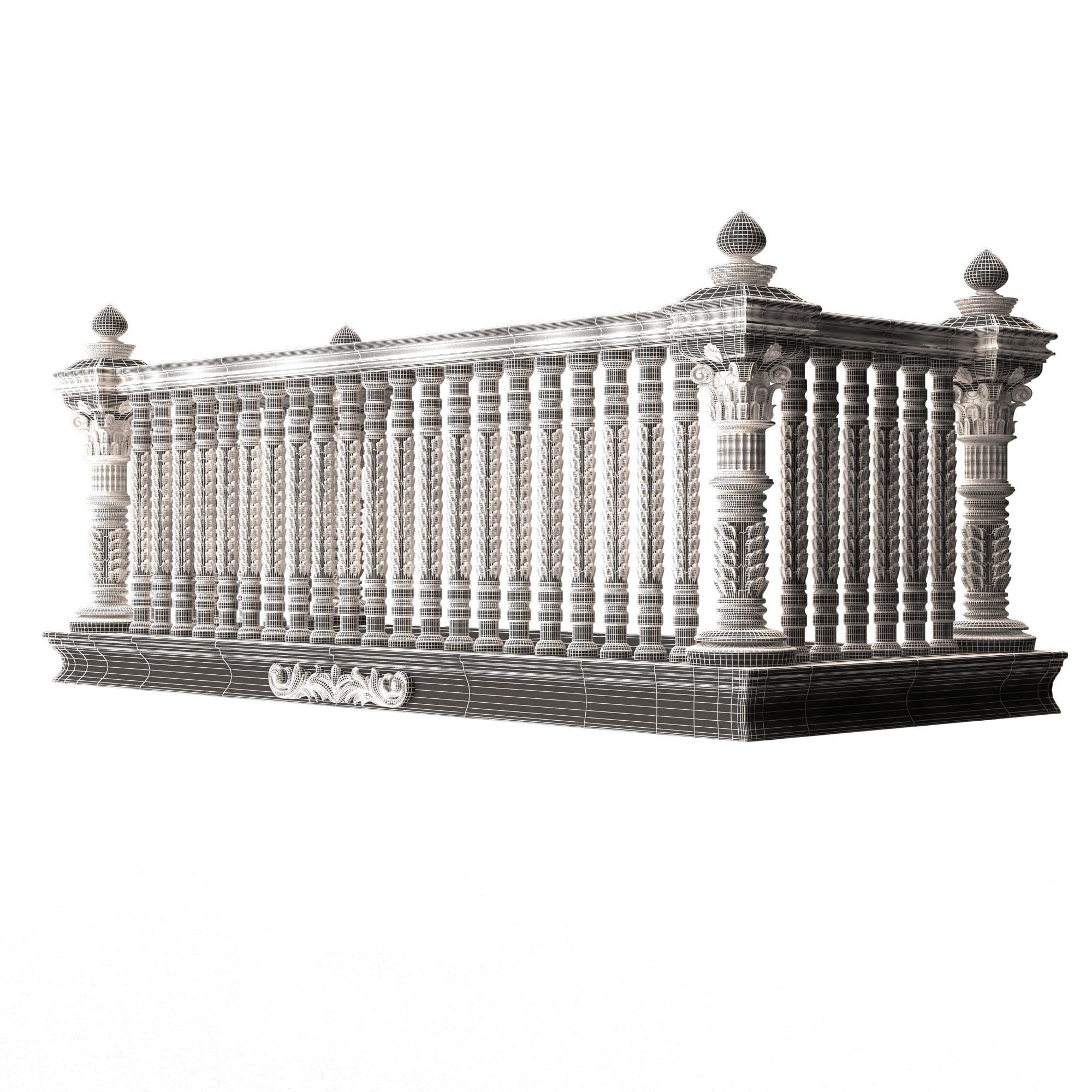 Classic Balcony 03 Low-poly 3D model_6