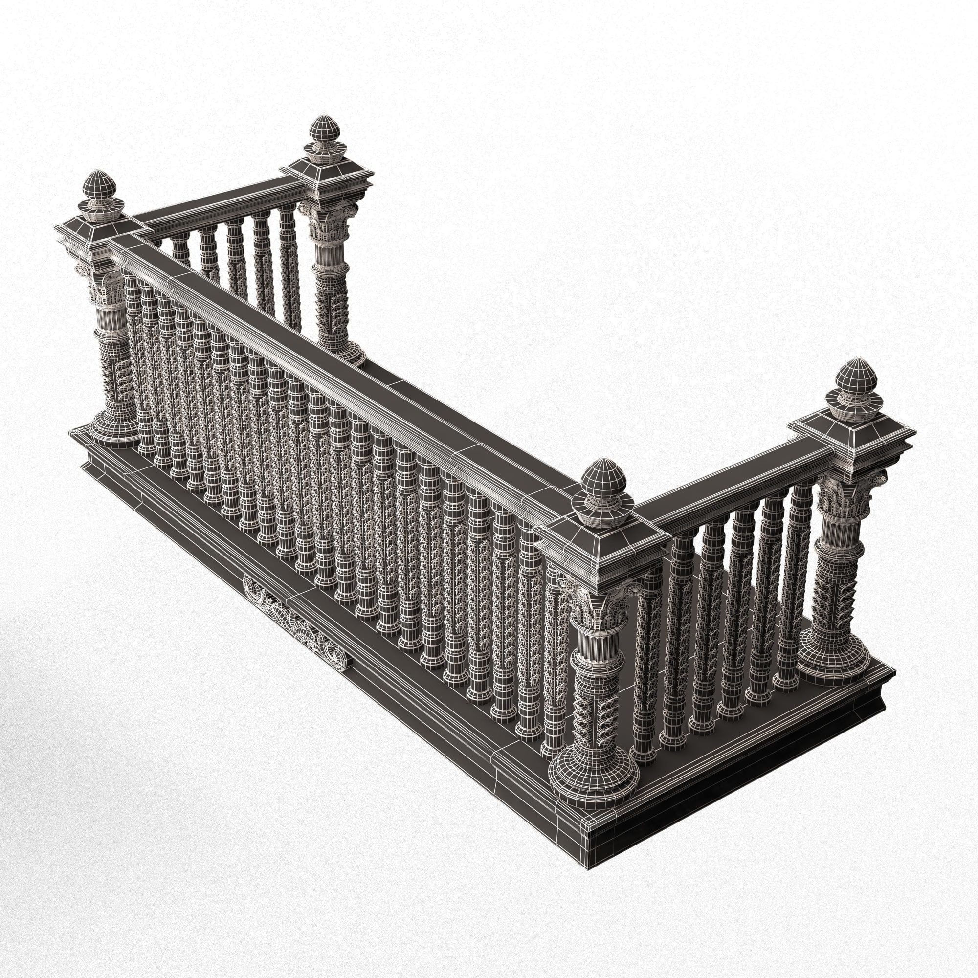 Classic Balcony 03 Low-poly 3D model_16