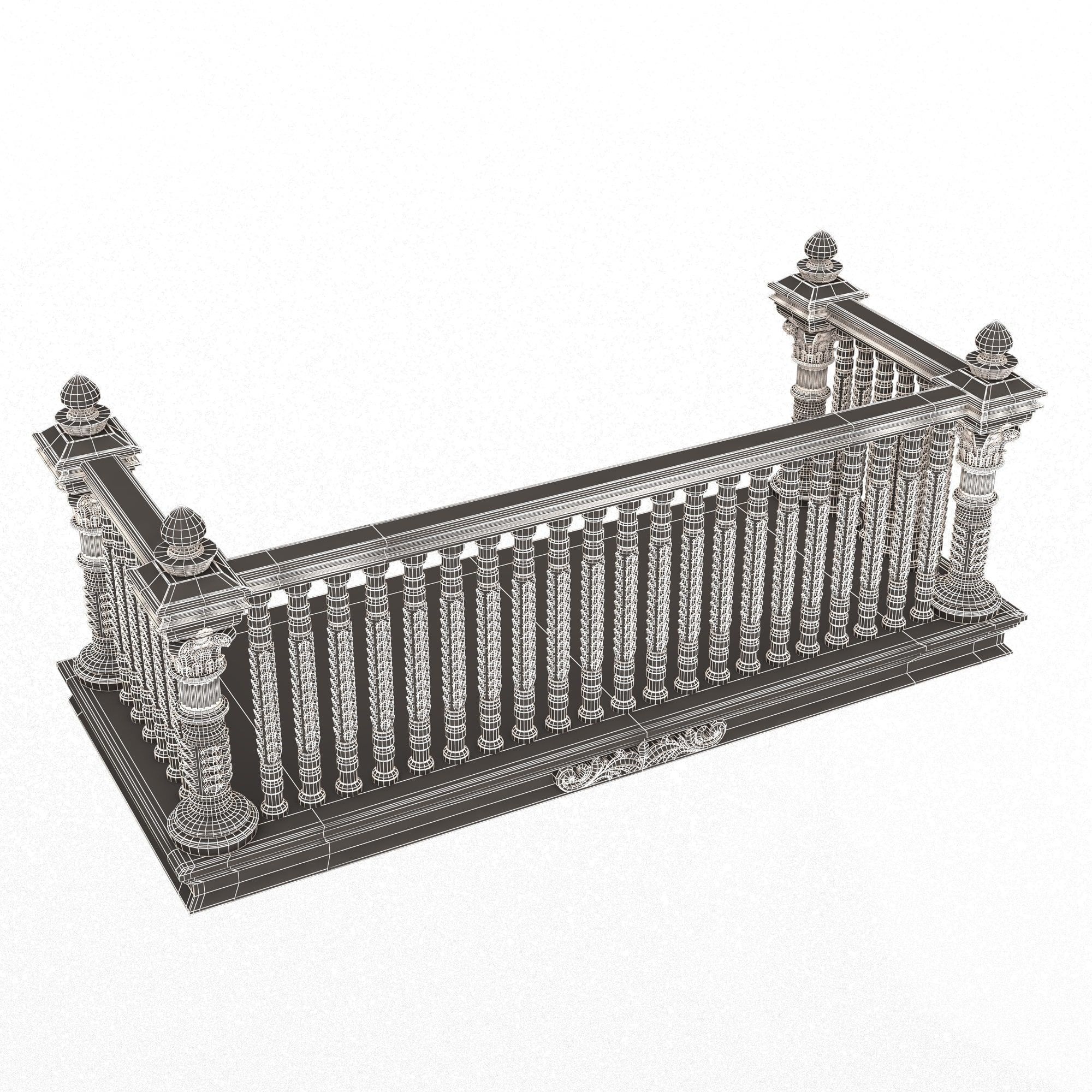 Classic Balcony 03 Low-poly 3D model_13