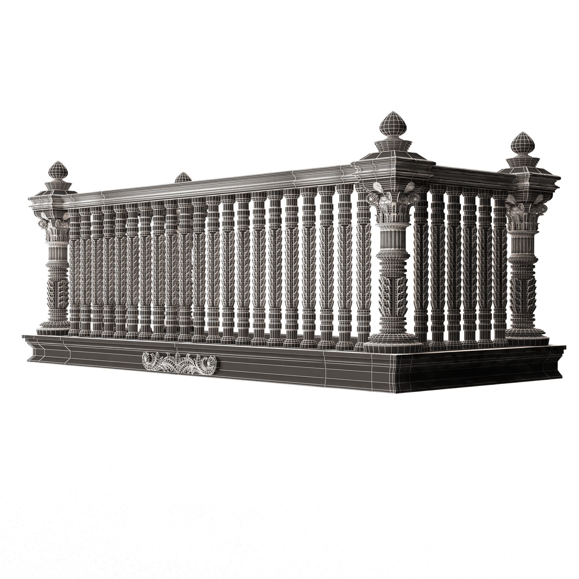 Classic Balcony 03 Low-poly 3D model_14