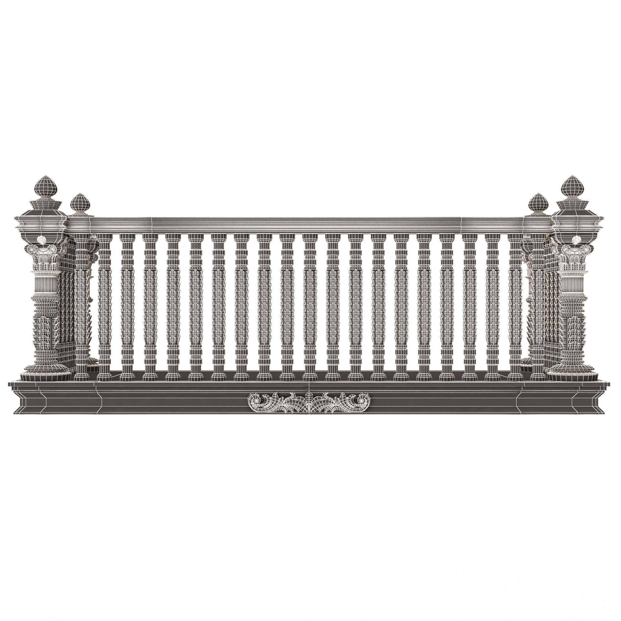 Classic Balcony 03 Low-poly 3D model_12