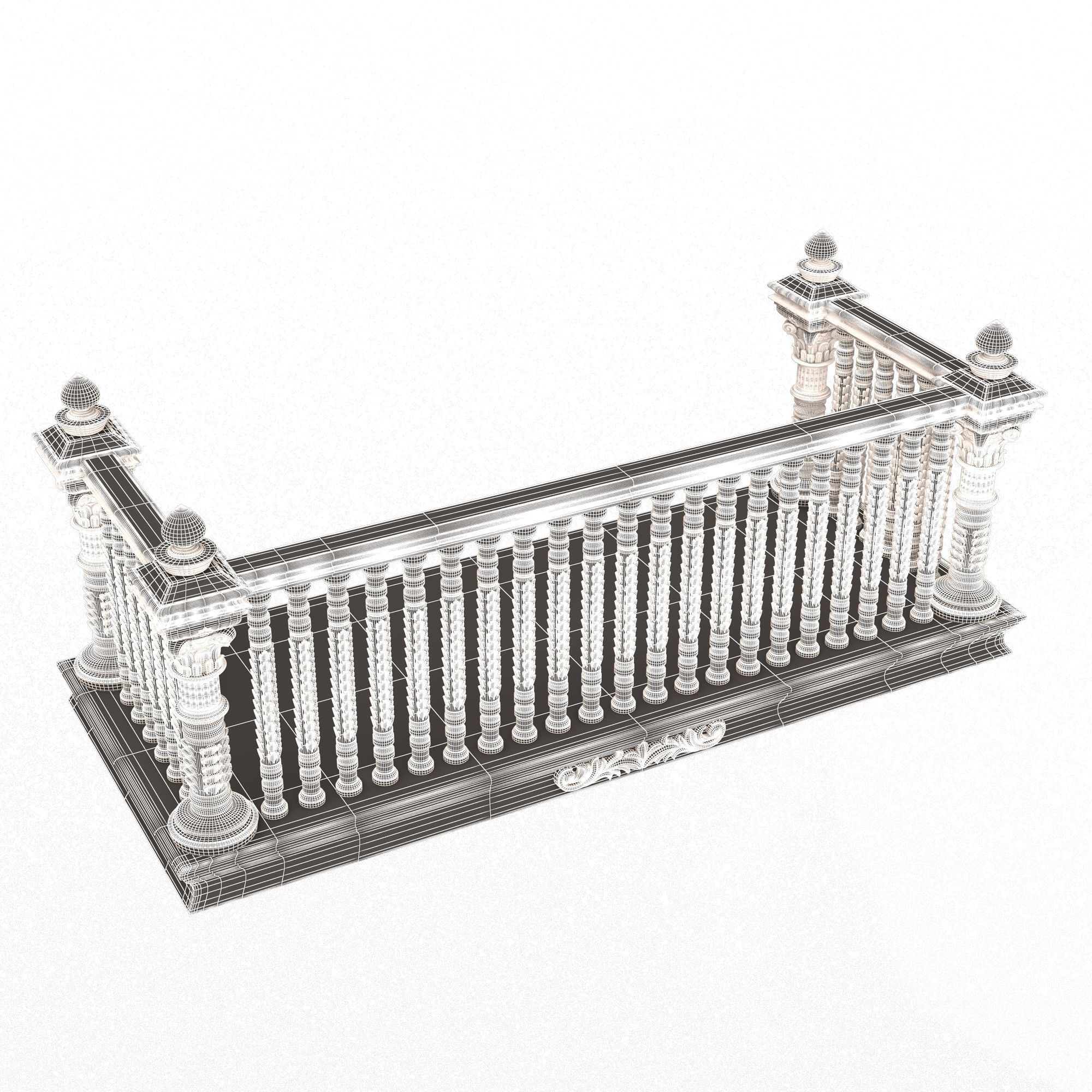 Classic Balcony 03 Low-poly 3D model_8