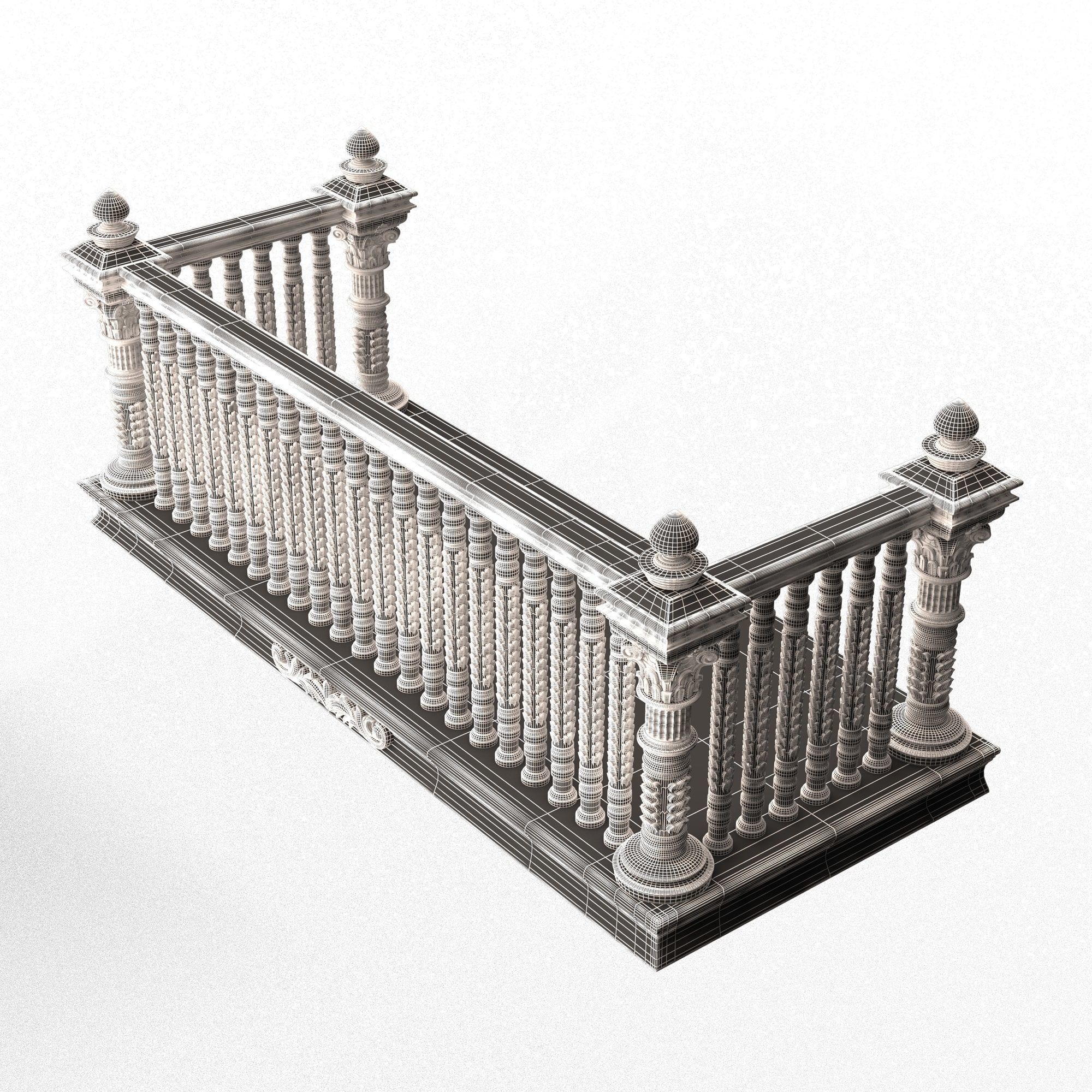 Classic Balcony 03 Low-poly 3D model_10