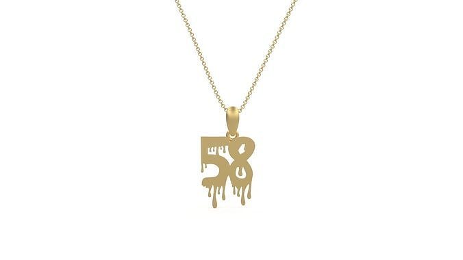 Model 1291 58 Bloody Terror Initial Number Pendant 3D print model