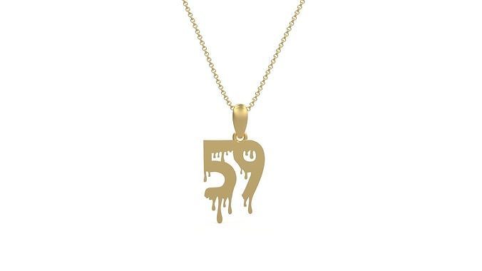 Model 1292 59 Bloody Terror Initial Number Pendant 3D print model